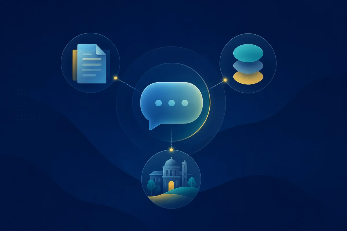 Abstract TritonGPT platform connecting chat, documents, approved models, and campus knowledge