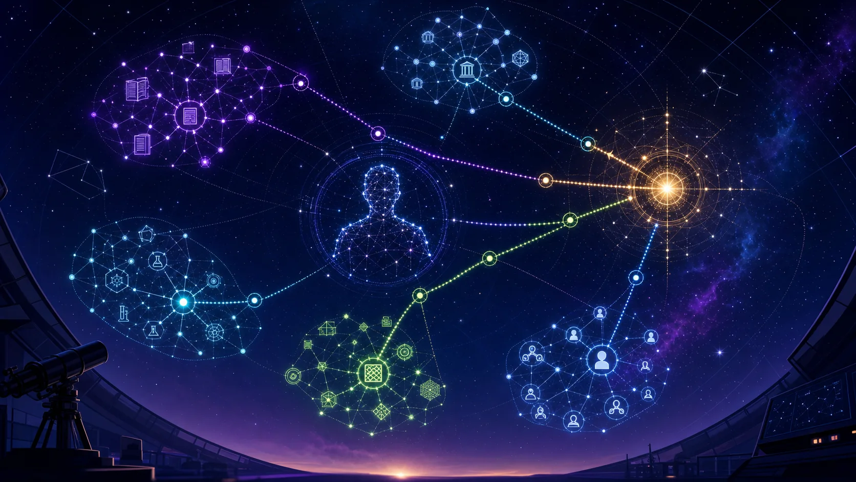 Research profile constellation linked through traceable publication, funding, method, and collaborator clusters